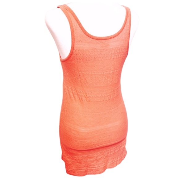 Mossimo Supply Company Long Line Orange Knit Tank Top With Western Design - Picture 2 of 5